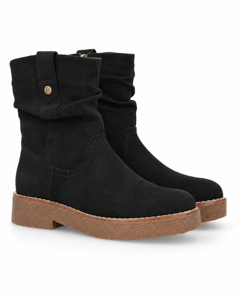 Botines planos para Mujer, cómodos y elegantes, diseño moderno con caña arrugada 3und.
