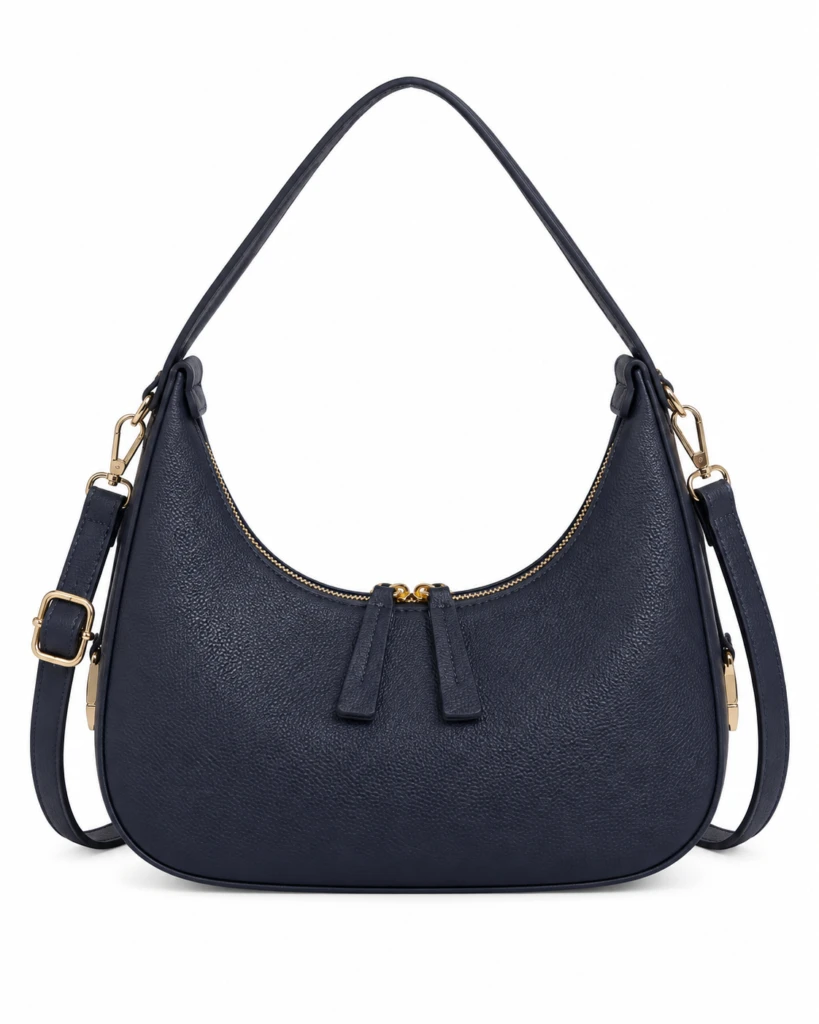 ( Pack de 3 ) Bolso de Hombro Sintético con Diseño Medialuna y 2 Cremalleras para Mujer.