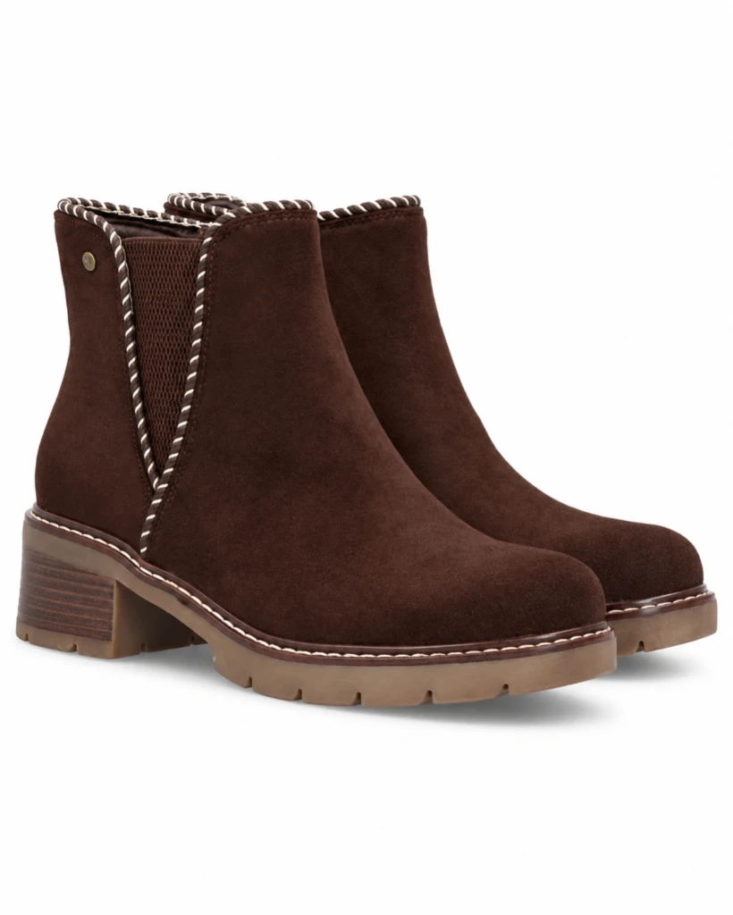 Botines casual con ribete trenzado para mujer-Marrón