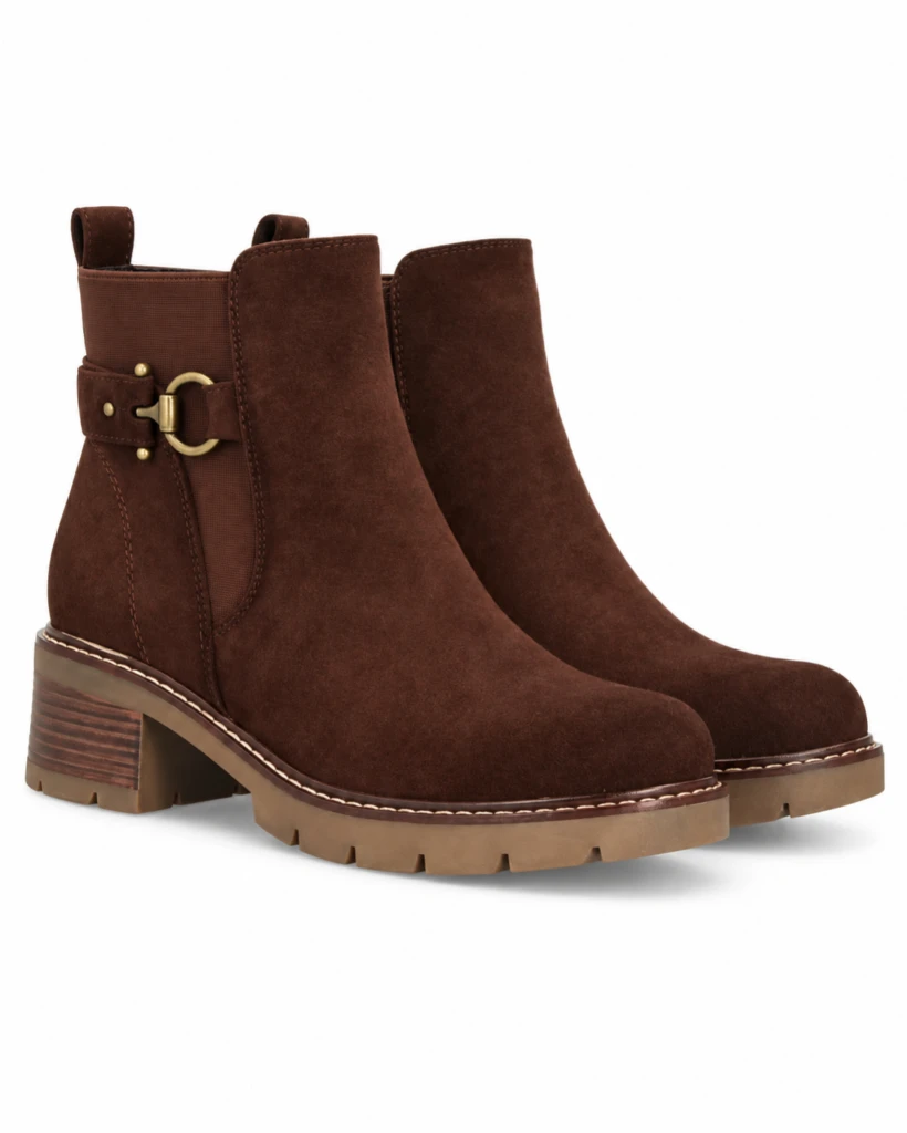 Botines para mujer con hebilla y tacón