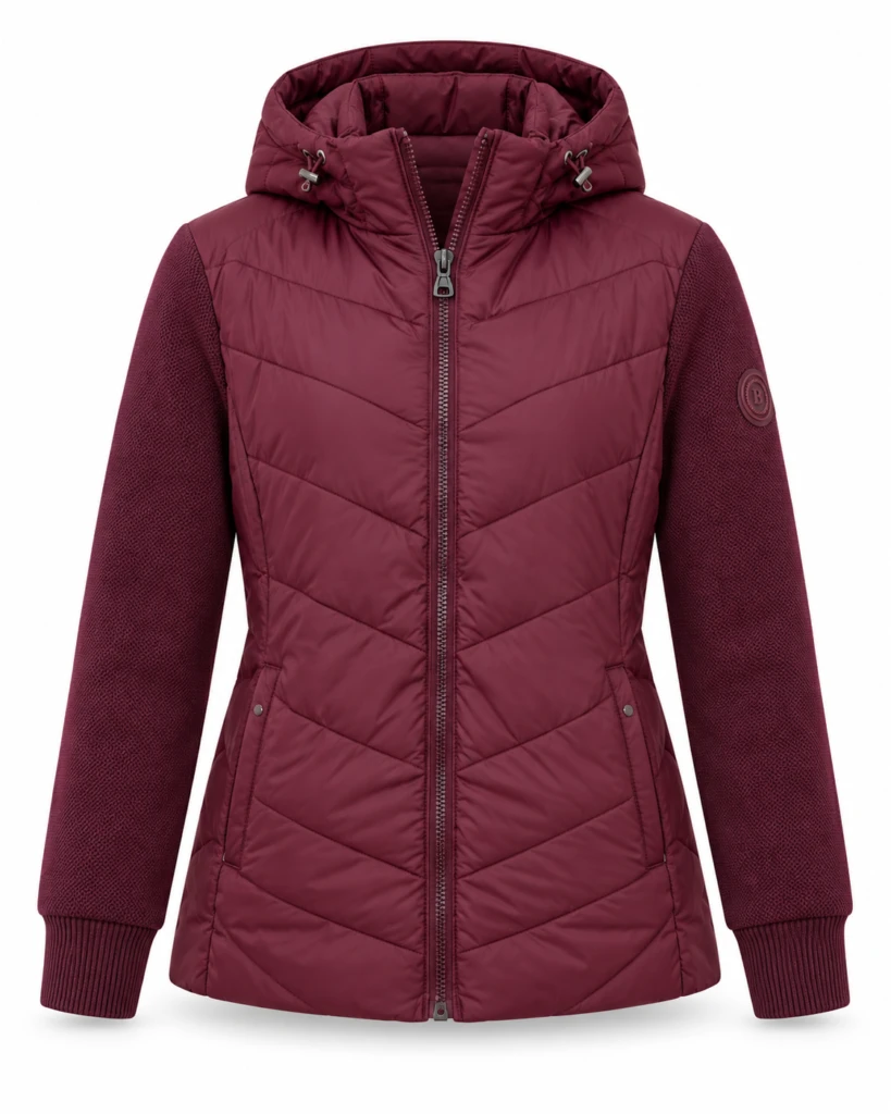 Chaqueta acolchada granate con capucha
