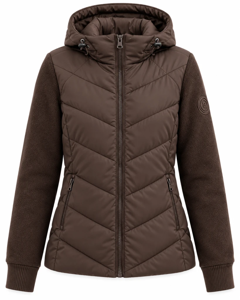 Chaqueta acolchada marrón con capucha