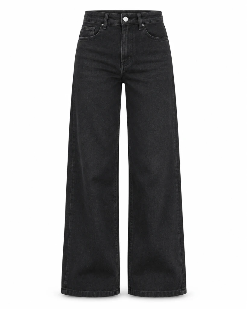 Pantalón Vaquero de Mujer de Tiro Alto y Pierna Ancha